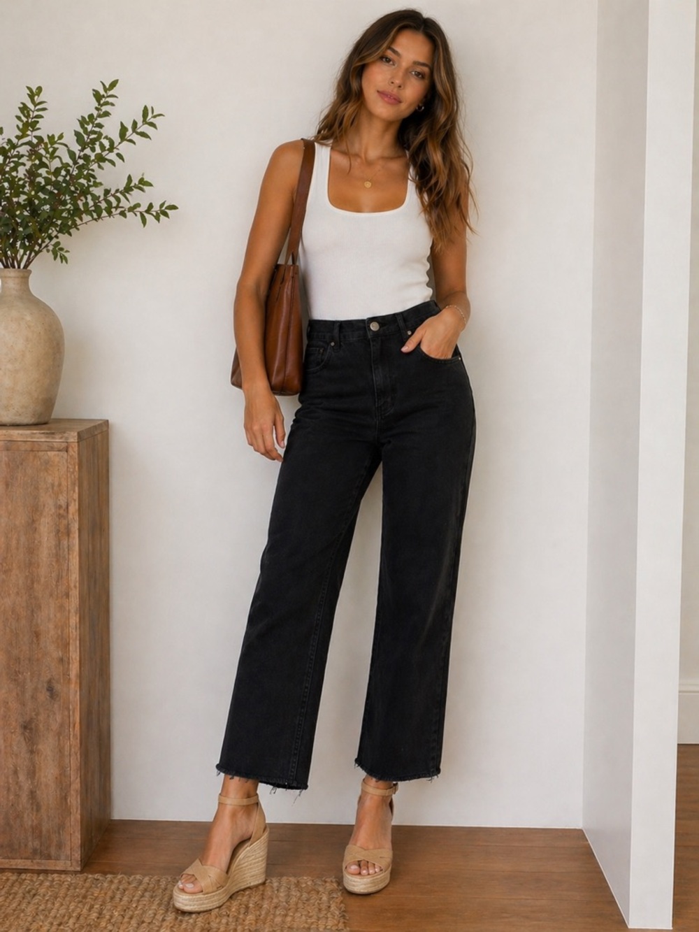 Reformation Black High-Rise Wide Leg Jeans
